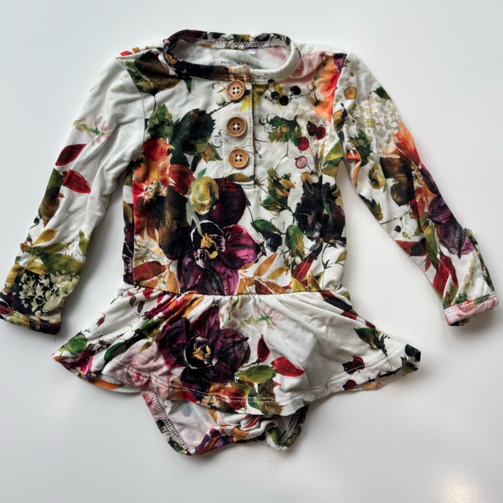 Posh Peanut Floral Buttoned Twirl Romper